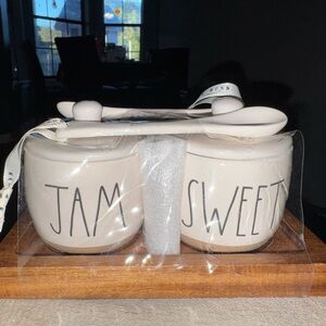 Rae Dunn Cream Jam and Sweet Containers